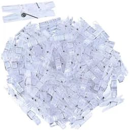 Knijpers Mini 100 Stuks - Kunststof - Transparant - Wasknijpers - Fotoknijpers - Decoratie - Robuuste Klemkracht — thumbnail 1