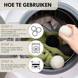 Thijox - Premium Drogerballen - 9 XL Wasdrogerballen van 100% Nieuw-Zeelandse Schapenwol - Energiebesparend & Duurzaam - Sneller Drogen & Minder Kreuk — thumbnail 3