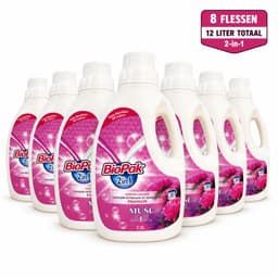 BioPak 2-in-1 Vloeibaar Wasmiddel & Wasverzachter Musc – 8 x 1,5 Liter – 12 Liter Totaal – Voor Gekleurde Was – Tot 240 Wasbeurten — thumbnail 1
