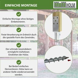 TRUTZHOLM Grondbus 10x10 cm om te Schroeven Set van 6 - U-Profiel Grondanker 86.5cm - Thermisch Verzinkt Paalhouder 100mm — thumbnail 2
