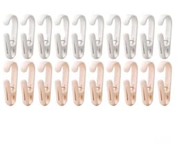 Haken – Set van 20 – 8 x 3 x 1,3 cm – Clip-haken – Veelzijdige organizer – Borgclip - Ideaal voor ophangoplossingen in keuken en badkamer – Geschikt voor kledingkasten, schoenenrekken, kapstokken, wasknijpers, enz. — thumbnail 1