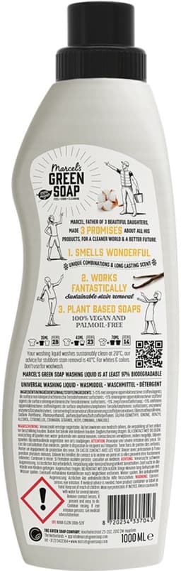 Marcel's Green Soap Wasmiddel Katoen & Vanille 23 Wasbeurten - 1 liter — thumbnail 4