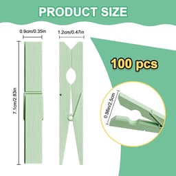 Houten Knijpers - Kledinghangers - Kleding Drogen - Sterke Klemkracht - 100 Stuks - Lichtgroen — thumbnail 4