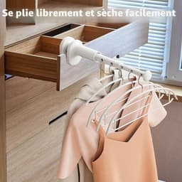 Uitschuifbaar kledingrek voor aan de muur - afneembaar - herbruikbaar - boren niet nodig - waslijn voor aan de muur - ruimtebesparend - geschikt voor op reis/slaapzaal/studentenkamer - wit — thumbnail 2