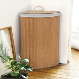CALICOSY - Bamboe hoek wasmand met deksel 35x35x60cm — thumbnail 2