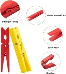 Wasknijpers - Kledingclips - Was ophangen - Stevige grip - 50 stuks - Multicolor — thumbnail 5