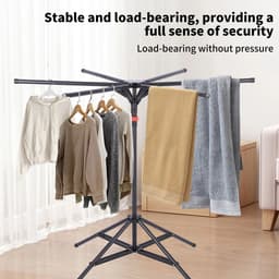Dailygoods Wasrek van koolstofstaal, opvouwbaar, staand, draagbaar, met 6 uittrekbare stangen, hoogte- en breedteverstel — thumbnail 5