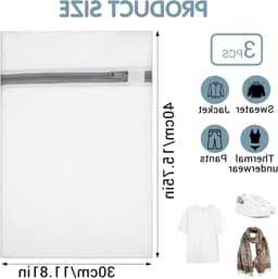 3x Mesh Waszakken 30x40cm voor Wasmachine, Wasnet met Rits, Ideaal voor Delicate Kleding en Ondergoed — thumbnail 5