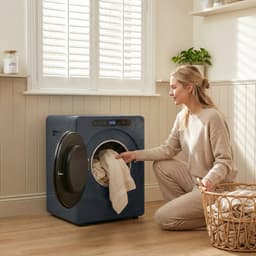 ECTEATOY® Wasdroger 5 kg - Luchtafvoerdroger met RVS Trommel - 1000W - Vrijstaand & Stapelbaar - Timer & Kinderslot - Blauw — thumbnail 5