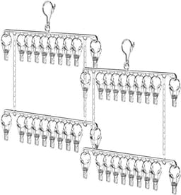 SnelShoppen - Dubbele Laag Metalen Sokkenhanger, Droogrek voor Sokken, Hangend Droogrek RVS, Multifunctioneel voor Sokken, Ondergoed, Schaal, Maskers, — thumbnail 1
