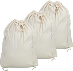 SnelShoppen - Set van 3 Katoenen Linnen Trekzakken voor Slaapkamer, Thuis, Hotel, Wasruimte, Wassen en Drogen, Multifunctioneel, 46x26x70 cm — thumbnail 1