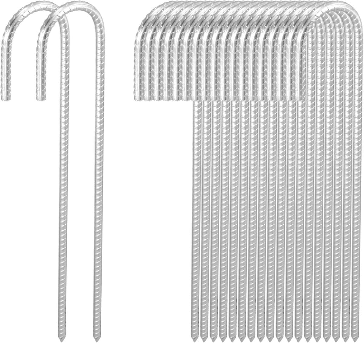 20 Stuks 16 Inch Sterke Grondankers, Gegalvaniseerde Stalen J-Haak Haringen voor Tent, Partytent en Strandgebruik, 40 x 1cm — afbeelding 1