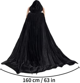 JUN Cape Met Capuchon Unisex Halloweenjas Fluwelen Cape en Gewaad | Cape Met Capuchon Feestkostuum Voor Volwassenen en Kinderen Cosplay — thumbnail 2