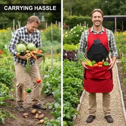 Oogstschort met Zak - Tuinschort Plukschort - Fruit Verzamelen - Grote Snelsluiting Zak - 60 x 50 cm - Rood — thumbnail 4