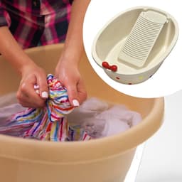 Wasbord Wastafel - Handwasbak - Kleine Kleding Wassen - Ingebouwd Schrob-oppervlak - 56.5 cm Lengte - Neutrale Kleur — thumbnail 3