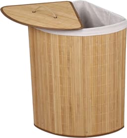 Wasbox Bamboe - Opvouwbare mand - Vuile was sorteren - Uitneembare zak - 57 Liter - Houtkleur — thumbnail 1