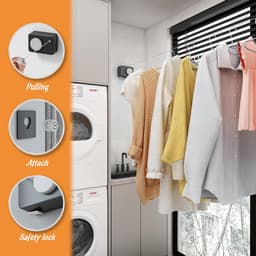 Intrekbare Waslijn - Kledinglijn Binnen - Kleding Drogen - Voorkomt Doorzakken - 132 Meter - Zwart — thumbnail 4