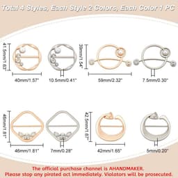Dailygoods - T-shirt-clips - Kledingklemmen - Elegante parels - Gemengde kleuren - Decoratieve clips - Voor sjaals en kleding - 8 stuks — thumbnail 3