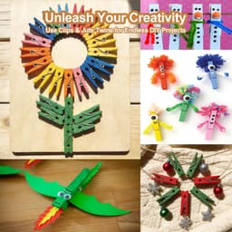 Dailygoods- Mini-houten Klemmen 200 Stuks - Kleine Wasknijpers - Jute Koord 30 m - Kleurrijke Fotoclipset - Robuust Hout - Veilig en Aangenaam Werken — thumbnail 2