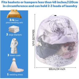 Dailygoods- Waszak 50x60cm - Waszakken voor Wasgoed - Machinewasbaar - Polyester - Lichtgewicht - Duurzaam en Herbruikbaar - Wasnet — thumbnail 4