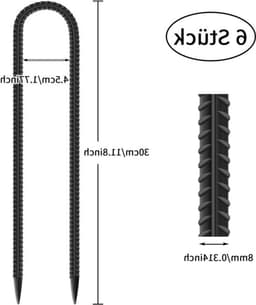 6 Stuks Grondankers 30 cm Lang, U-Haak Tent Pegs voor Beveiliging van Tent, Trampoline en Tuinpolen — thumbnail 2