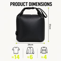 Waszak voor op reis, 70D nylon, waterdicht, vuile waszak, reiszak met vacuüm compressie zonder pomp, ruimtebesparende compressie waszak, lichte natte zak voor zwemmen, wandelen, kamperen — thumbnail 4