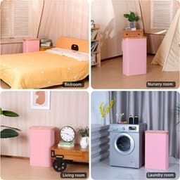 iEGrow Wasmand 75 liter met wasbare en afneembare binnenzak, smalle wasmand voor het opbergen van kleding, speelgoed, handdoeken (roze) — thumbnail 5
