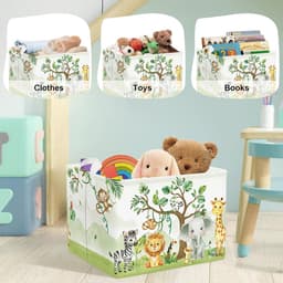 SnelShoppen - Schattige wasmand 36L met olifant design, waterdicht polyester, opbergmand voor kleding en speelgoed, ideaal voor kinderen, studenten en — thumbnail 4