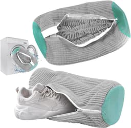 Thijox - 2 Stuks Herbruikbare Schoenenzakken voor Wasmachine - Waszakken met Ritssluiting voor Sneakers, Sportschoenen en Meer - Grijs, 360 Graden Bes — thumbnail 1