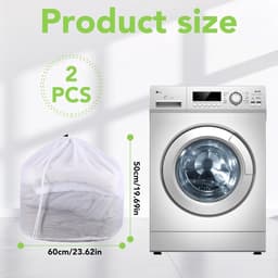 SnelShoppen - 2 Wasnetten voor Wasmachine 50 x 60 cm, Herbruikbare Waszakken met Koordstopper voor Ondergoed, Beddegoed, Baby Kleding en Sokken — thumbnail 4
