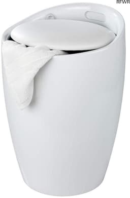 RFWR® Moderne ronde badkamerkruk met wasmand en comfortabele zitting — thumbnail 1