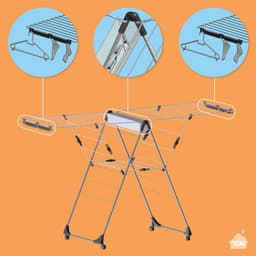 RFWR® Uitklapbaar Droogrek met 29 Meter Drooglengte - Compact en Mobiel - Ideaal voor Wasgoed en Kledinghangers — thumbnail 5