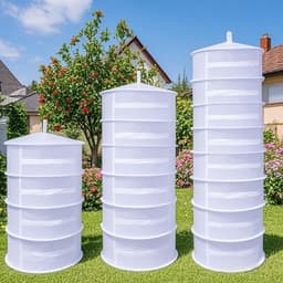 NetDroog Opvouwbaar Droogrek - Rits Drooginet voor Kruidens, Vlees en Kleding - Wit - 4 Lagen - Φ60cm — thumbnail 1