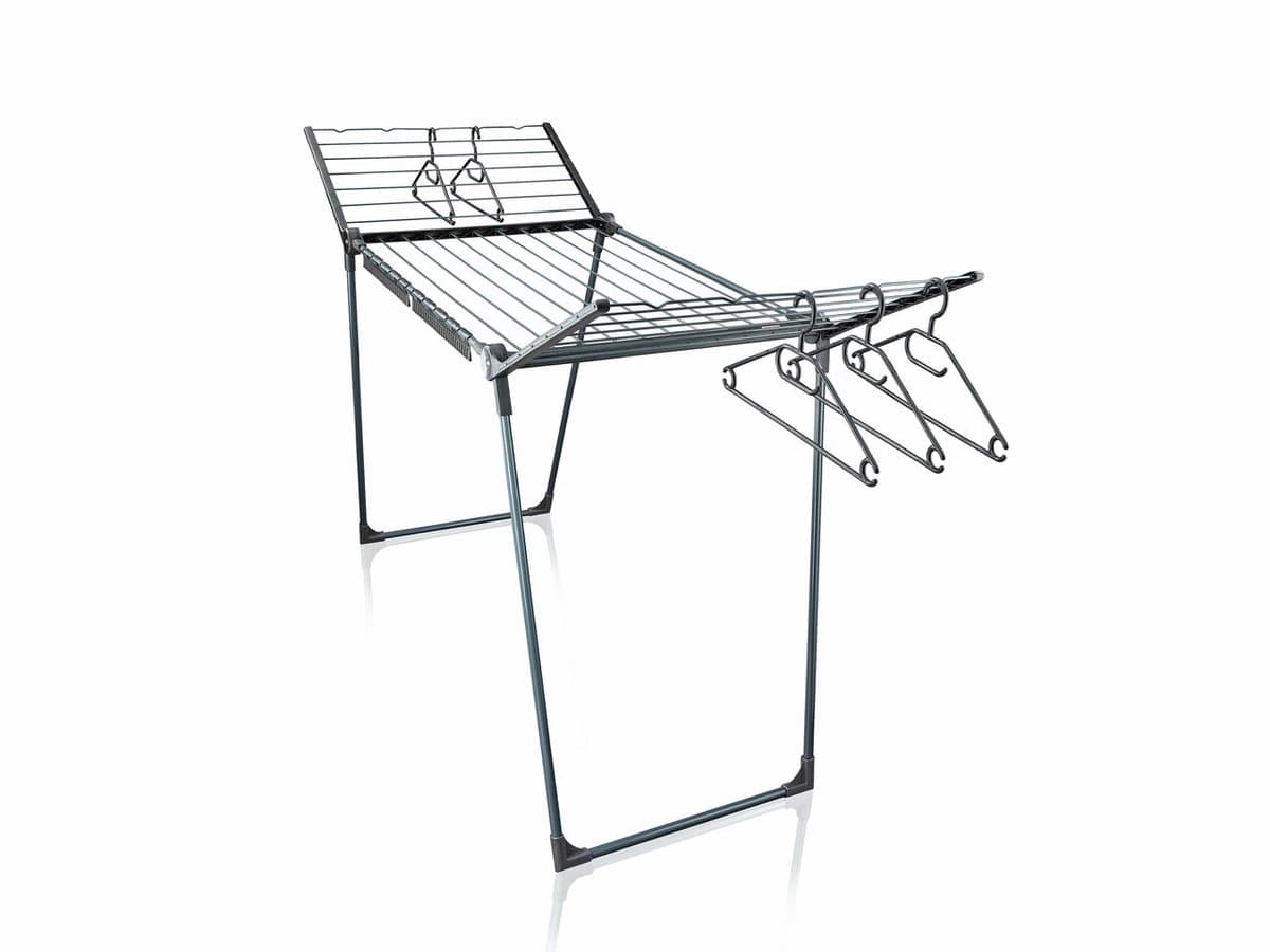 Leifheit droogrek Pegasus 200 Solid zwart - 20 m drooglengte - incl. houders voor klein wasgoed en 5 kledinghangers — afbeelding 1