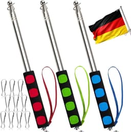 ByShane - Telescopische vlaggenstang set - 2 meter - Roestvrij staal - Draagbare handvlaggenmast met 10 clips - Reis- en campingaccessoire — thumbnail 1