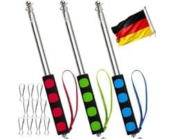ByShane - Telescopische vlaggenstang set - 2 meter - Roestvrij staal - Draagbare handvlaggenmast met 10 clips - Reis- en campingaccessoire
