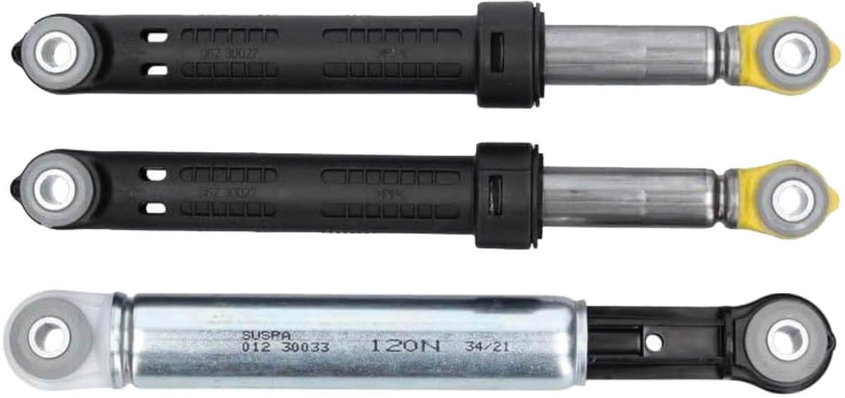 Multaparts® schokbrekers -set van 3 stuks- geschikt voor Miele wasmachine | Hoogwaardig alternatief voor origineel Miele 7221780, 7381920, 7381921, 7381922, 7381923 | 2 x Suspa 06230027 (75N) + 1 x Suspa 4151285 (120N) — afbeelding 1
