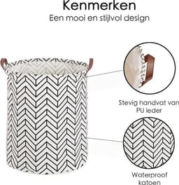 Wasmand Opvouwbaar - Opbergzak - 60L - Waterproof - Zwart/wit - Opvouwbare Wasszak — thumbnail 4