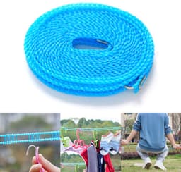 8m antislip waslijn - Winddicht en stabiel - Nylon - Eenvoudig te installeren - Geschikt voor binnen- en buitengebruik - Blauw — thumbnail 5