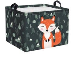 Opbergmand - Met Bosdieren Print - Voor Baby en Kind Speelgoed en Was
