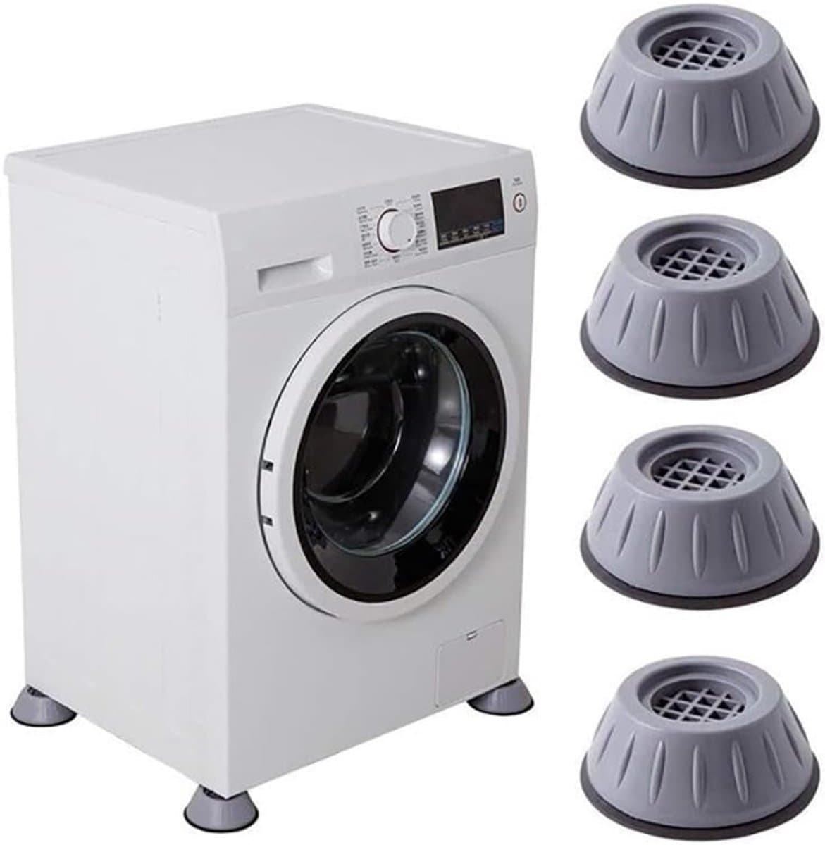 4 Stuks Vibratie wasmachinevoetjes - schokdempers - rubberen voetjes - wasmachine schokdempers - antislip en stil - wasmachinestandaard - geschikt voor wasmachinestandaards - wasmachine- en drogervoetjes — afbeelding 1