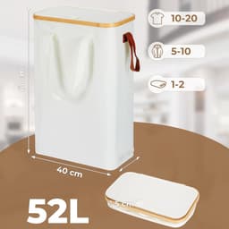 Ruimtebesparende wasmand - 52 liter - beige - Oxford-stof — thumbnail 3