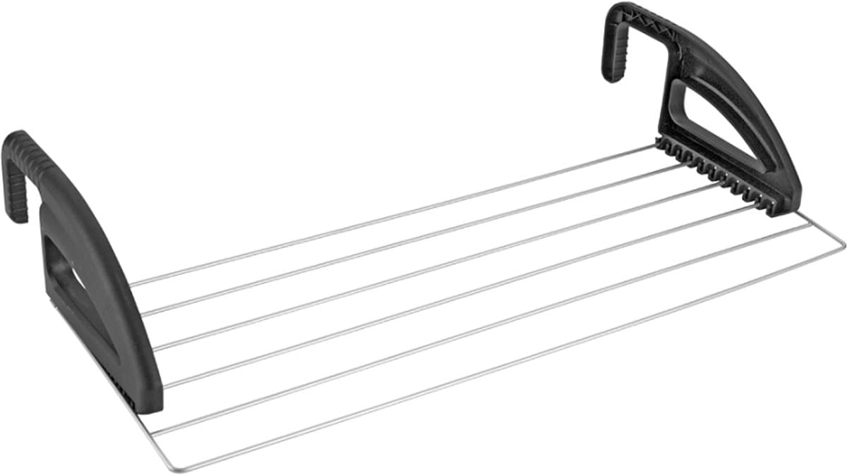 Tomado - Droogrek Click - 3 meter drooglengte - Ophangen aan radiator, deur, douchewand of balkon - Breedte en lengte aan te passen - Zwart & zilvergrijs — afbeelding 1