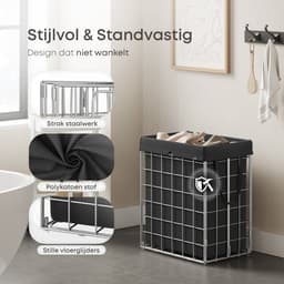 Falmora Grid Wasmand – Roestvrij Staal – Uitneembare Waszak – Zwart — thumbnail 4