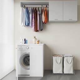 XXL Wasmachinekast Wit - Vochtbestendig met 2 Deuren - Binnen & Buiten Gebruik — thumbnail 4