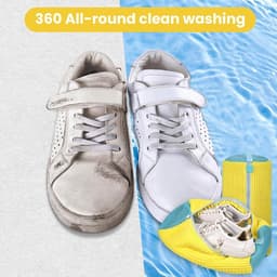 Allecta - Herbruikbare Schoenwastas voor Wasmachine en Droger, Compleet Schoonmaaksysteem, Herbruikbare Tas met Rits - Geel — thumbnail 4