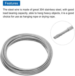 Allecta - 33ft Vinylgecoate Roestvrijstalen Staalkabel voor Wasrek - 2 Aluminium Hulzen - Transparant - 3/32 inch - 10m — thumbnail 5