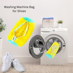 2 stuks-Waszakken voor Schoenen - Herbruikbare - Schoenenwaszak - Wasschoenenzak voor wasmachine en droger - deformatie reinigingsschoenenzak -Geel, Met Ritssluiting — thumbnail 2