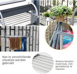 ZRSS® Droogrek Deur - Hangend Wasrek - Handdoekrek Badkamer - Ook voor Balkon of Radiator — thumbnail 5