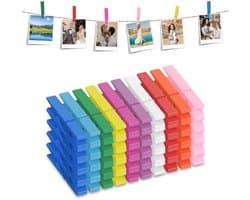 Kleurige houten wasknijpers - 50 stuks - Ideaal voor foto's en collages